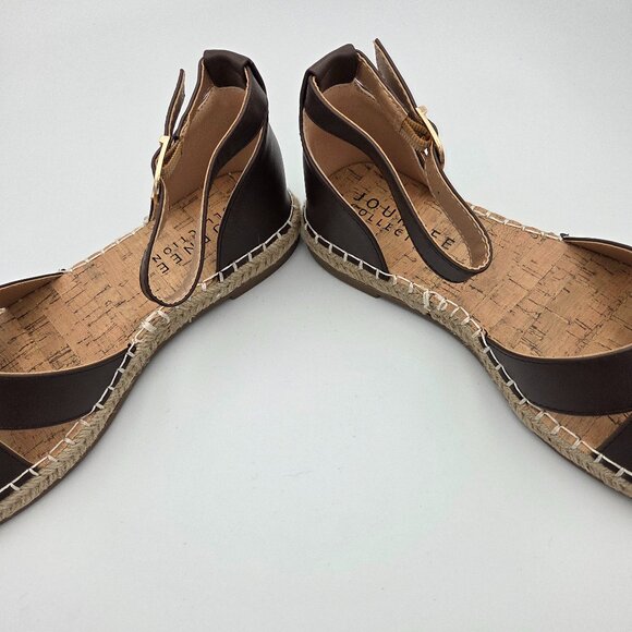 Journee Collection 7 Brown Flat Sandal w/Adjustable Ankle Strap. - Picture 2 of 4